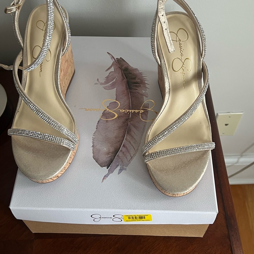 Jessica Simpson Silver Wedges Metallic Elegance